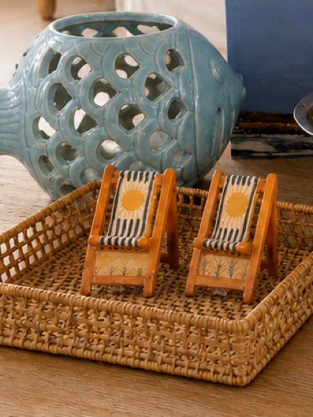 Ceramic beach chair trinket boxes vintage excellent condition